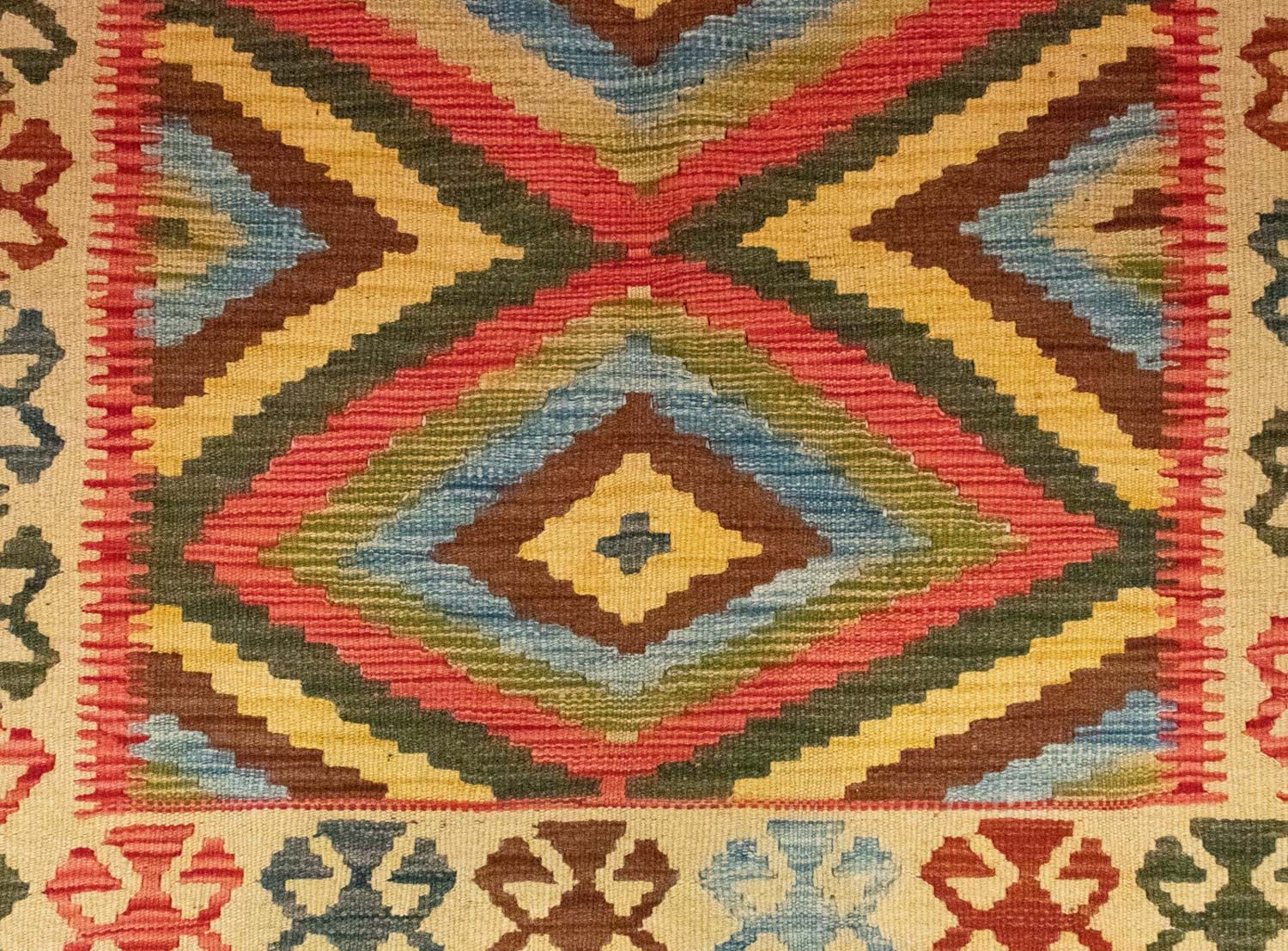 Kelim-tæppe - orientalsk - 207 x 139 cm - flerfarvet