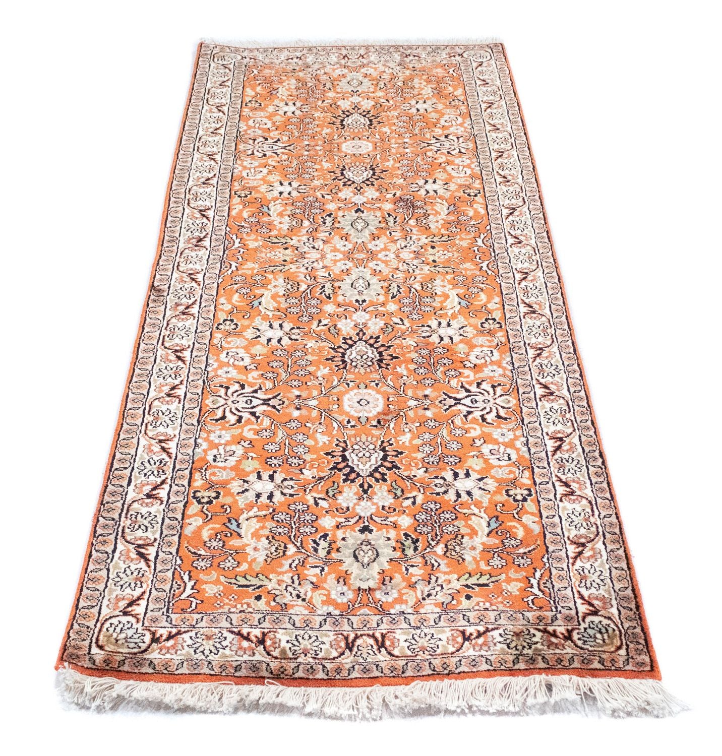 Løber Silketæppe - Kashmir Silk - 177 x 61 cm - orange