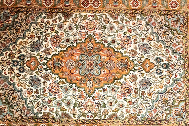 Silketæppe - Kashmir Silk - 120 x 80 cm - beige
