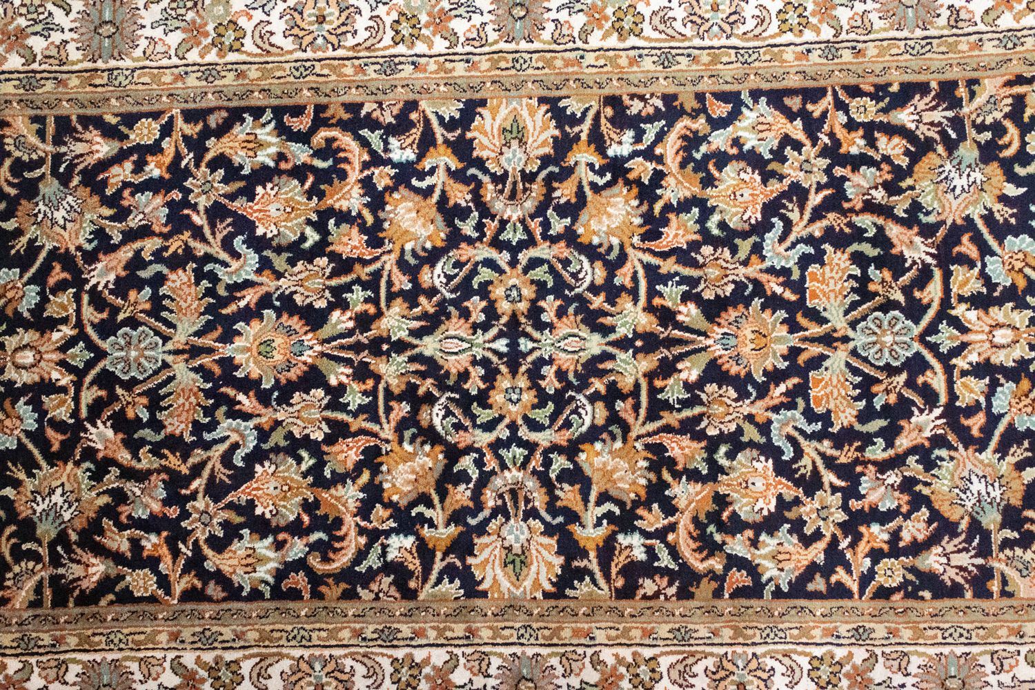 Silketæppe - Kashmir Silk - 127 x 74 cm - blå