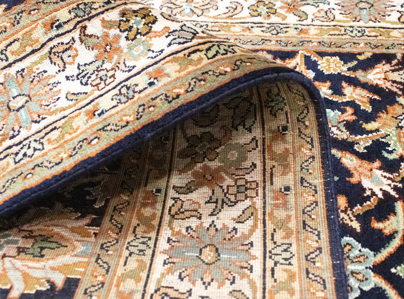 Silketæppe - Kashmir Silk - 127 x 74 cm - blå