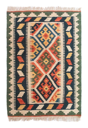 Kelim-tæppe - orientalsk - 90 x 61 cm - blå
