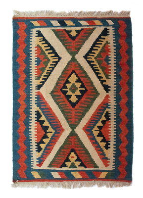 Kelim-tæppe - orientalsk - 90 x 64 cm - beige