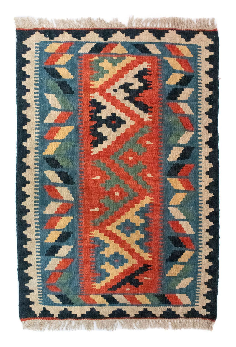 Kelim-tæppe - orientalsk - 87 x 60 cm - blå