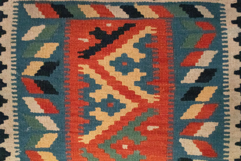 Kelim-tæppe - orientalsk - 87 x 60 cm - blå