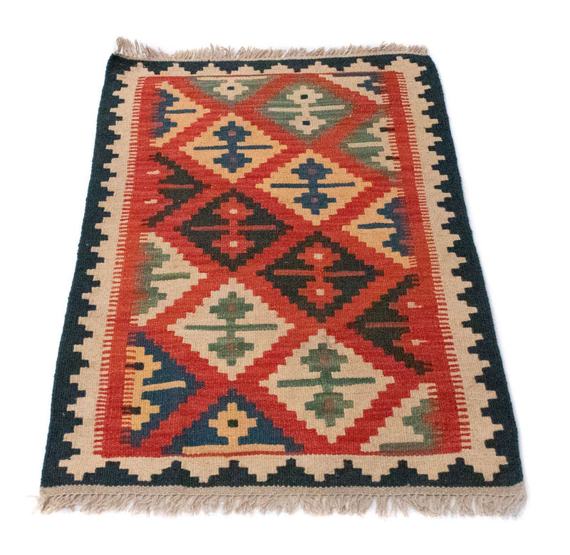 Kelim-tæppe - orientalsk - 92 x 62 cm - flerfarvet