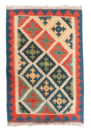 Kelim-tæppe - orientalsk - 90 x 63 cm - orange