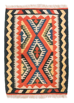 Kelim-tæppe - orientalsk - 90 x 65 cm - orange