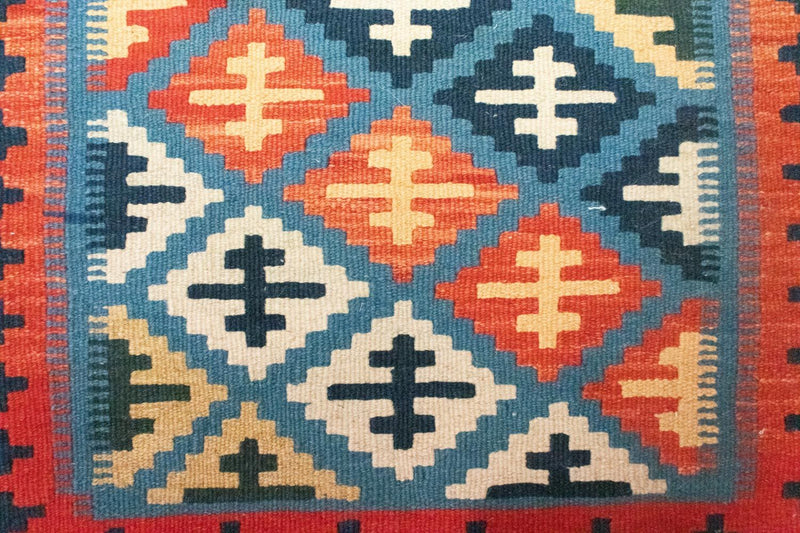 Kelim-tæppe - orientalsk - 92 x 65 cm - blå