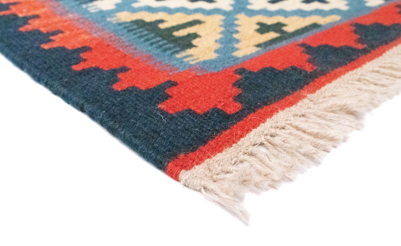 Kelim-tæppe - orientalsk - 92 x 65 cm - blå