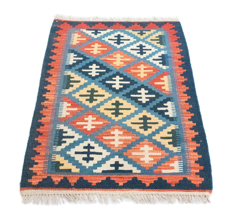 Kelim-tæppe - orientalsk - 92 x 65 cm - blå