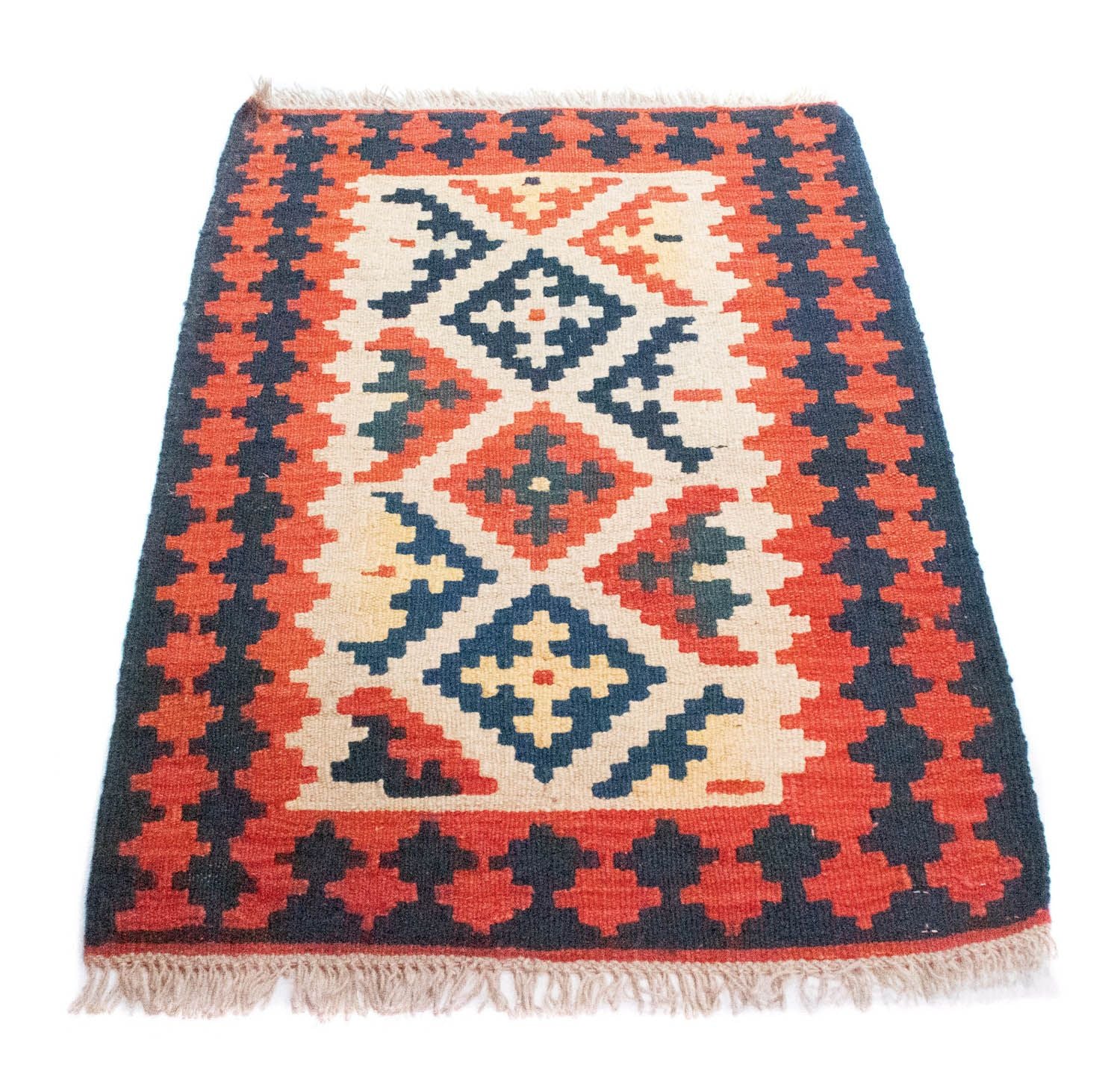 Kelim-tæppe - orientalsk - 96 x 64 cm - orange