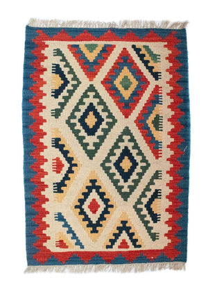 Kelim-tæppe - orientalsk - 88 x 61 cm - beige