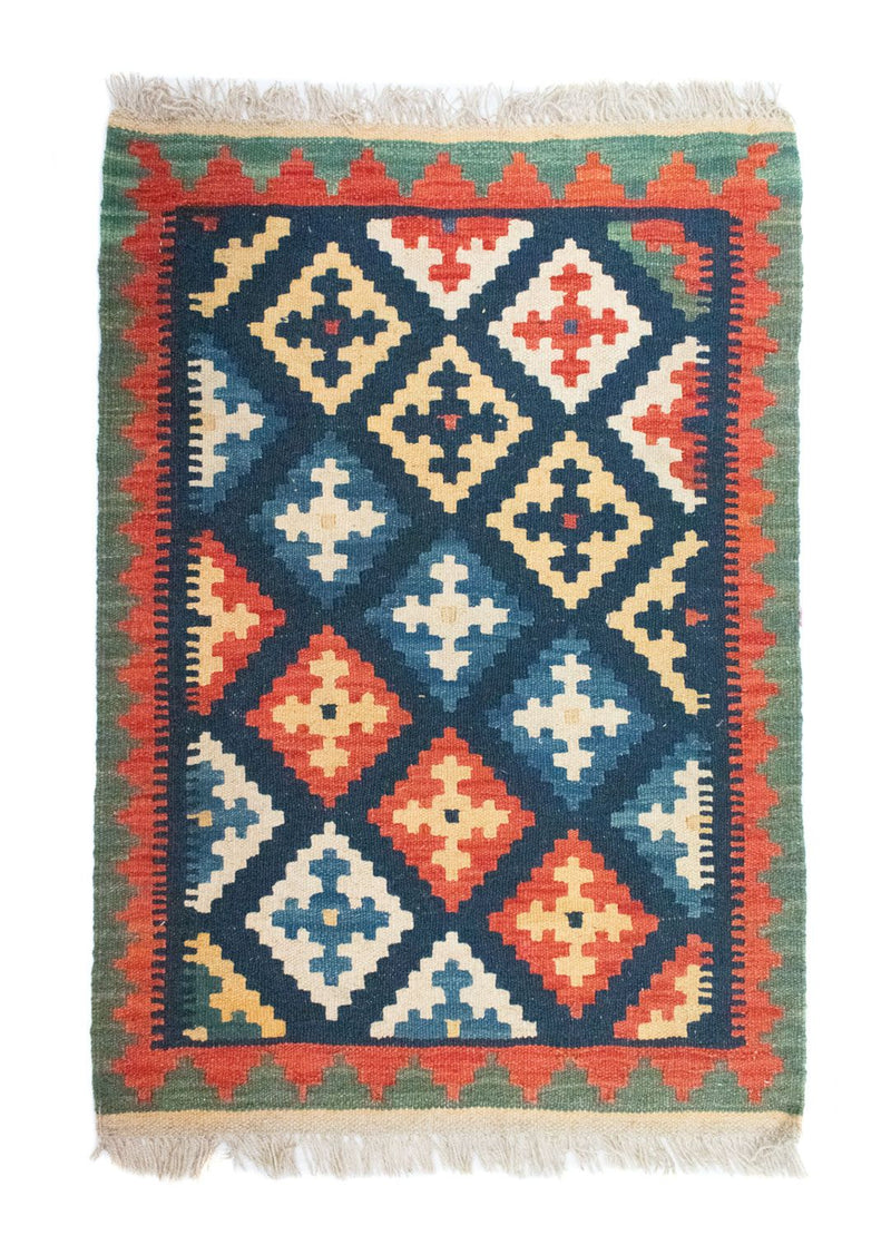 Kelim-tæppe - orientalsk - 95 x 65 cm - blå