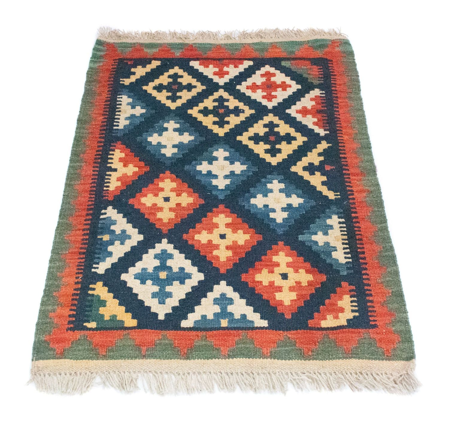 Kelim-tæppe - orientalsk - 95 x 65 cm - blå