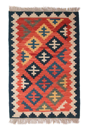 Kelim-tæppe - orientalsk - 98 x 64 cm - flerfarvet