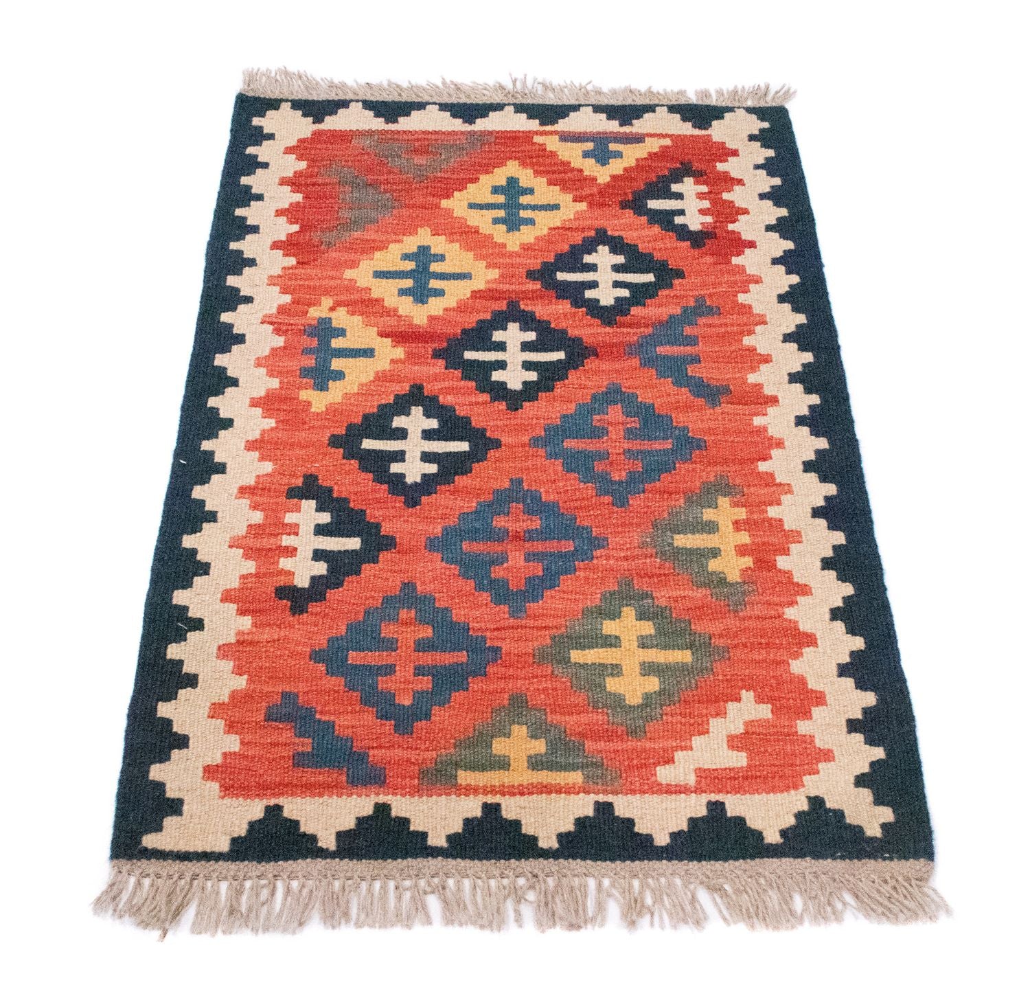 Kelim-tæppe - orientalsk - 98 x 64 cm - flerfarvet