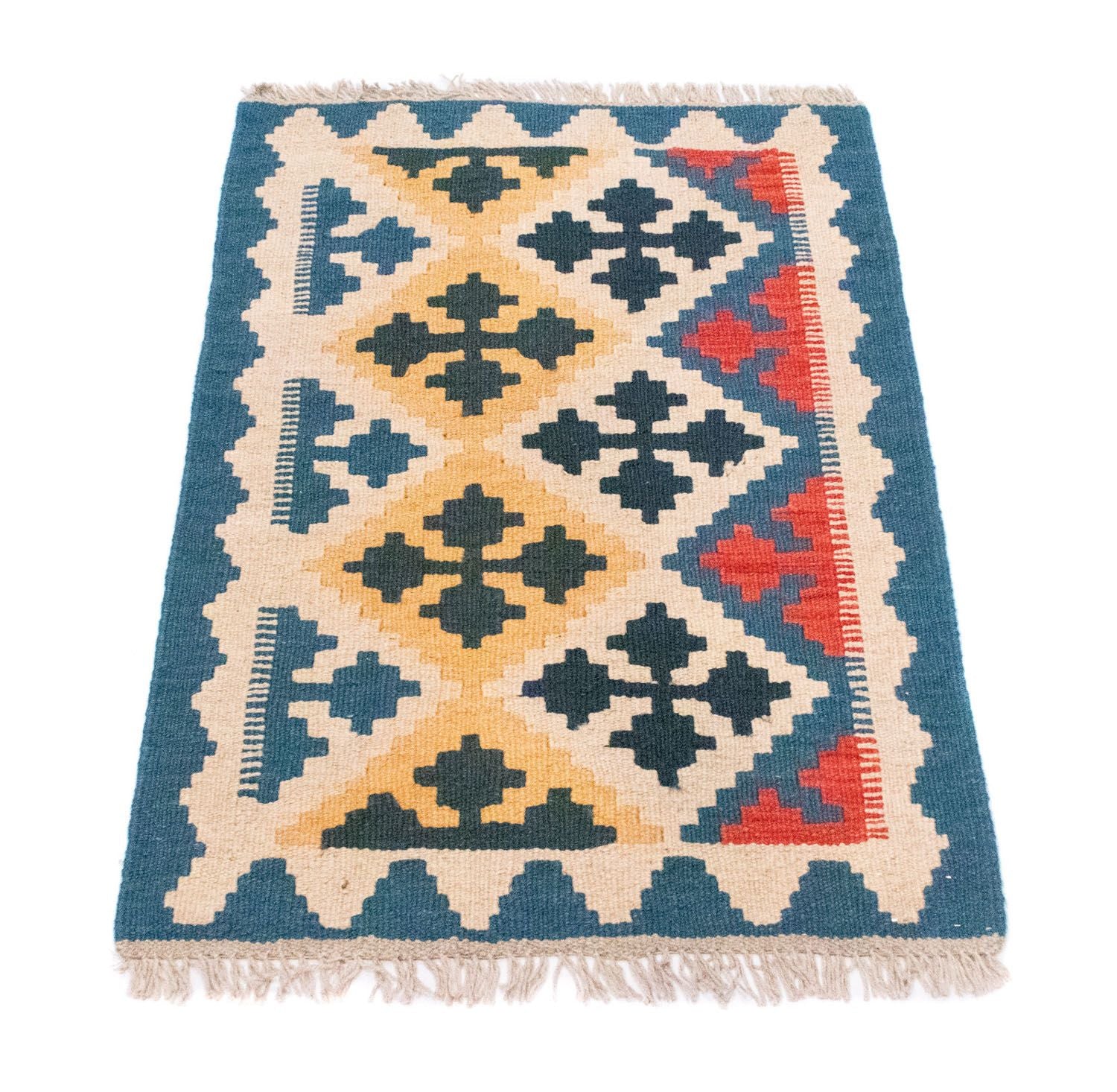 Kelim-tæppe - orientalsk - 86 x 61 cm - blå