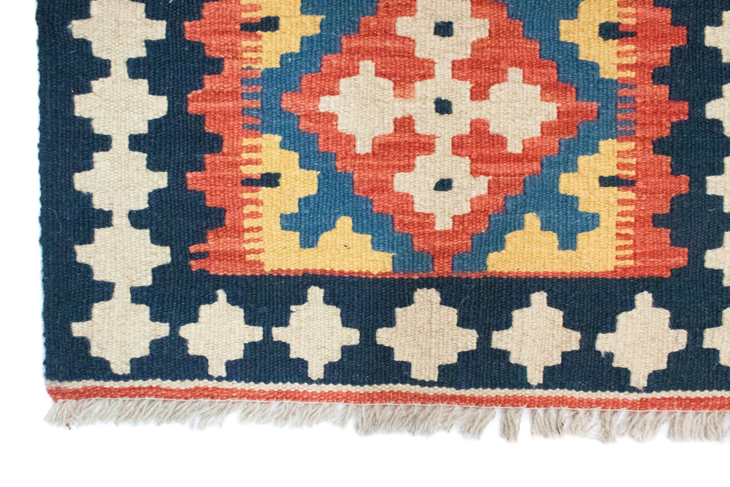 Kelim-tæppe - orientalsk - 89 x 60 cm - blå