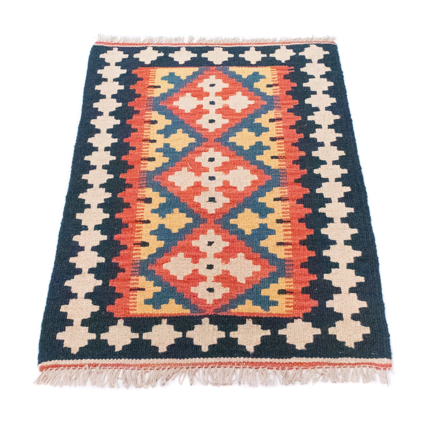 Kelim-tæppe - orientalsk - 89 x 60 cm - blå