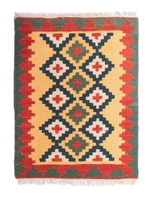 Kelim-tæppe - orientalsk - 83 x 62 cm - gul