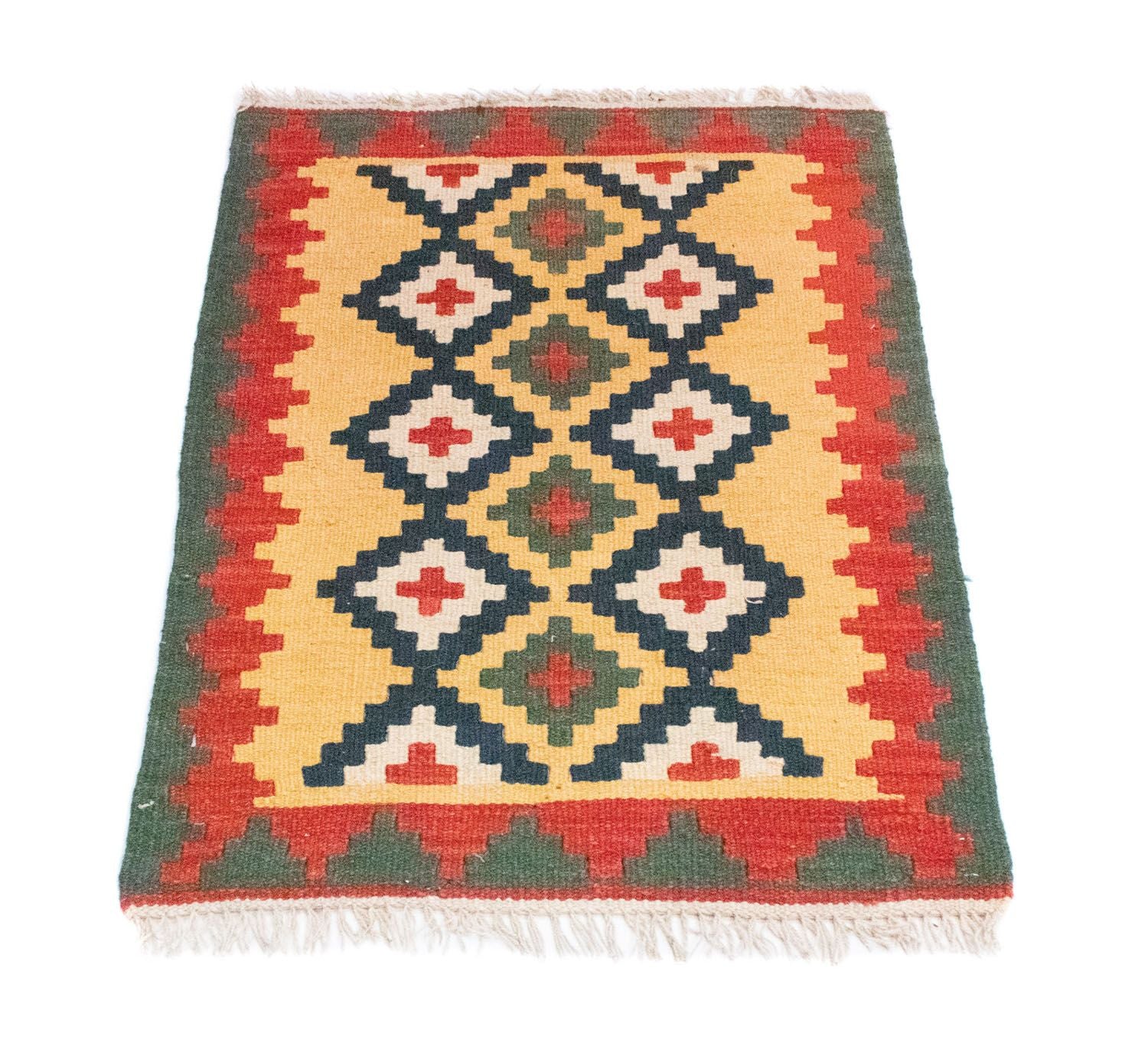 Kelim-tæppe - orientalsk - 83 x 62 cm - gul