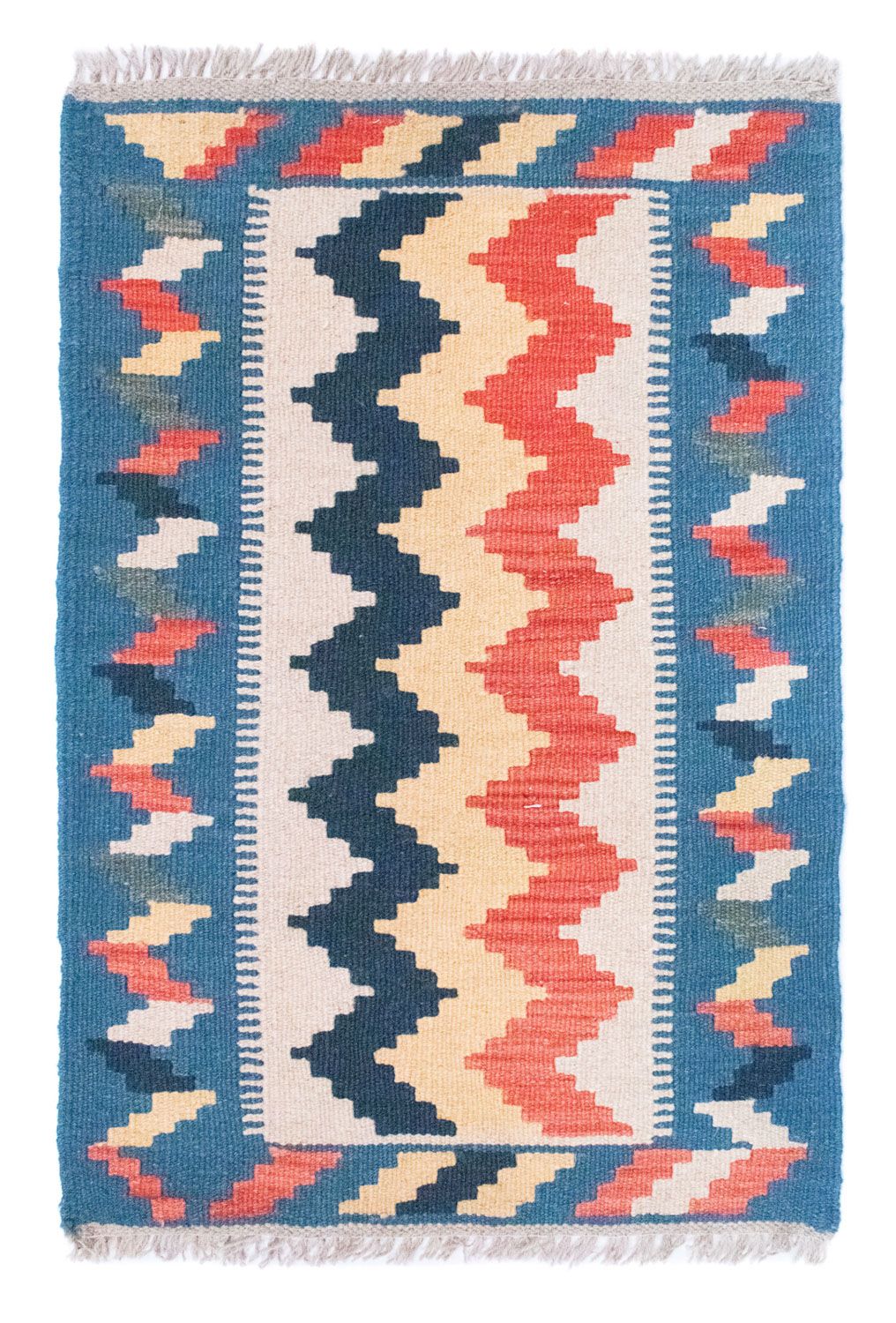 Kelim-tæppe - orientalsk - 91 x 61 cm - blå