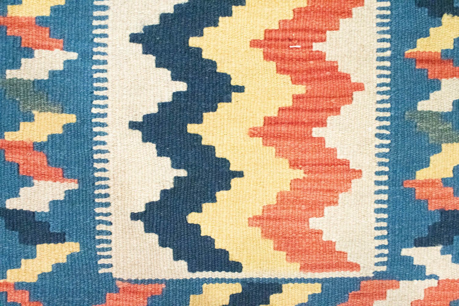 Kelim-tæppe - orientalsk - 91 x 61 cm - blå
