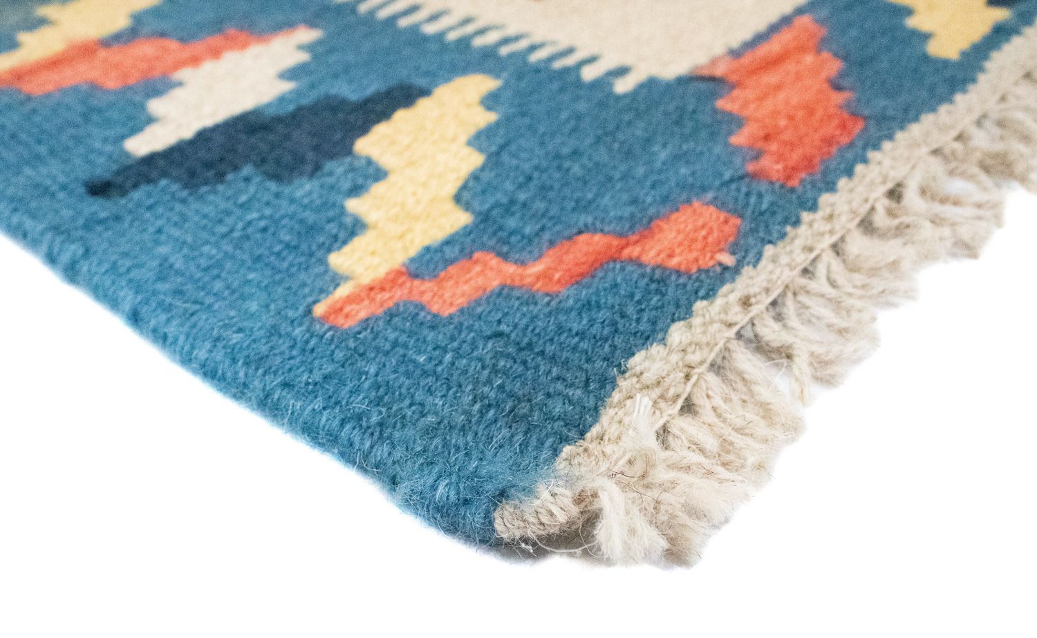 Kelim-tæppe - orientalsk - 91 x 61 cm - blå