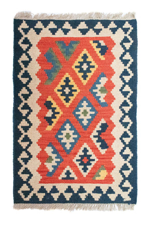 Kelim-tæppe - orientalsk - 91 x 61 cm - orange