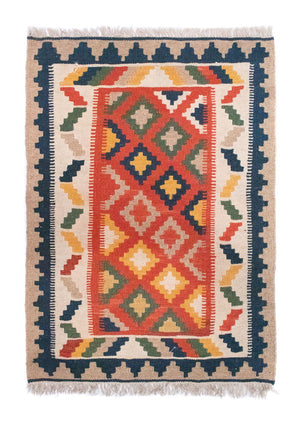 Kelim-tæppe - orientalsk - 91 x 66 cm - orange