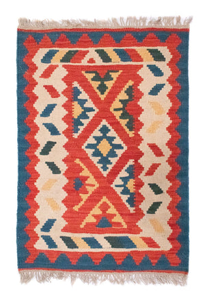 Kelim-tæppe - orientalsk - 95 x 64 cm - flerfarvet