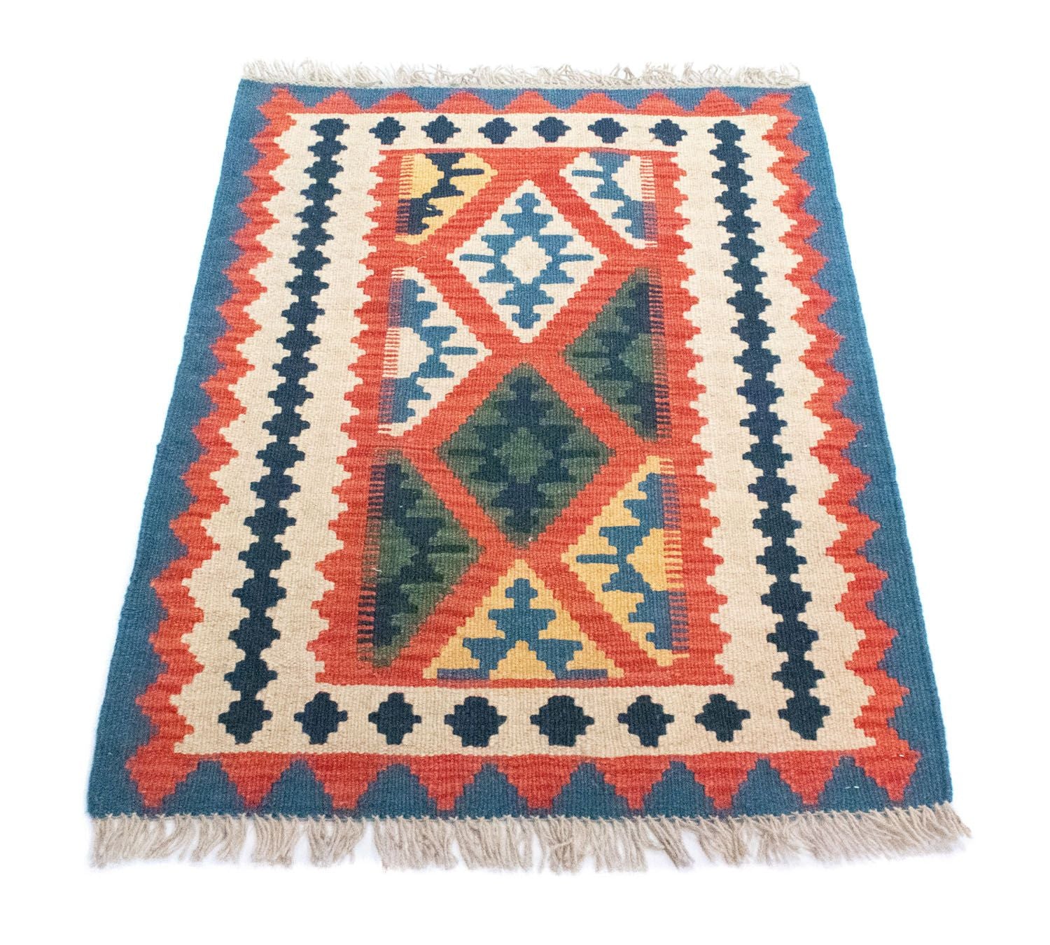 Kelim-tæppe - orientalsk - 93 x 67 cm - blå