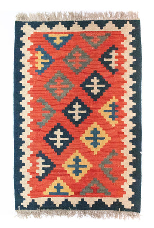 Kelim-tæppe - orientalsk - 93 x 62 cm - orange