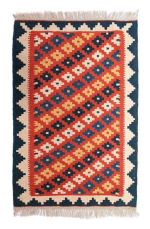 Kelim-tæppe - orientalsk - 98 x 65 cm - orange