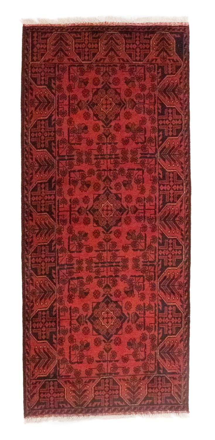 Løber Afghansk tæppe - Kunduz - 189 x 75 cm - rød