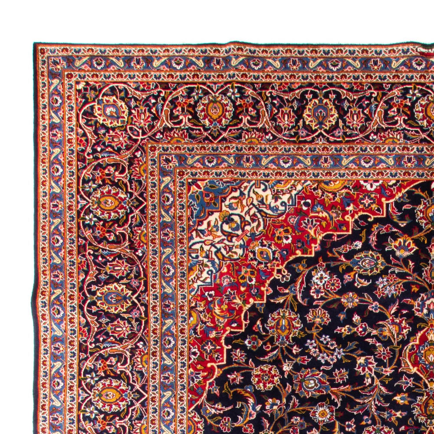 Persisk tæppe - Keshan - 425 x 318 cm - mørkeblå
