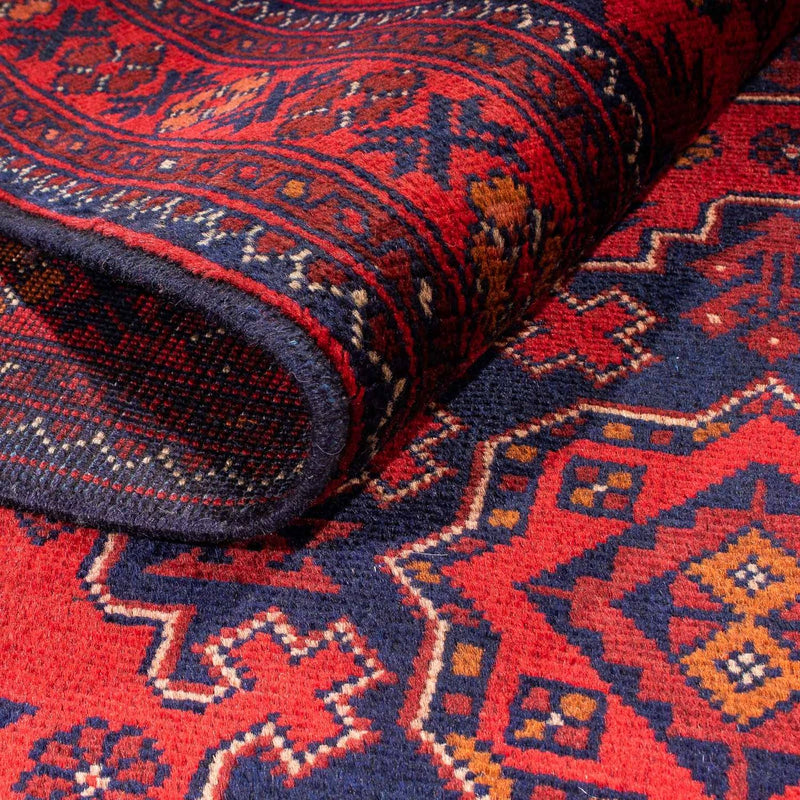Afghansk tæppe - Kunduz - 192 x 128 cm - mørkerød