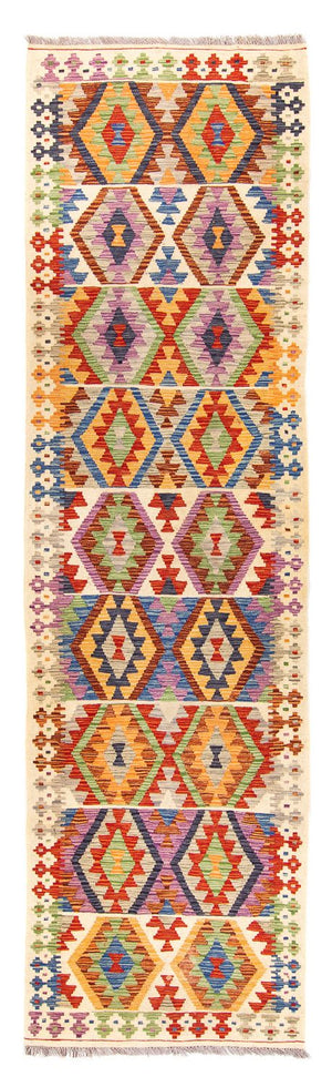 Løber Kelim Carpet - Splash - 305 x 81 cm - beige