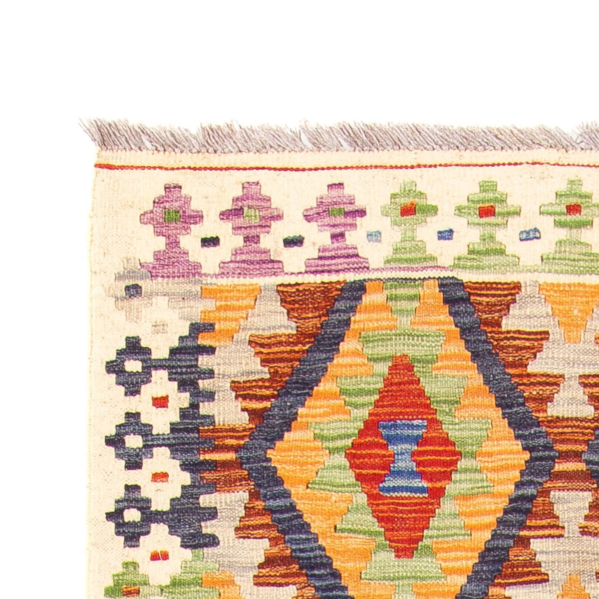 Løber Kelim Carpet - Splash - 305 x 81 cm - beige