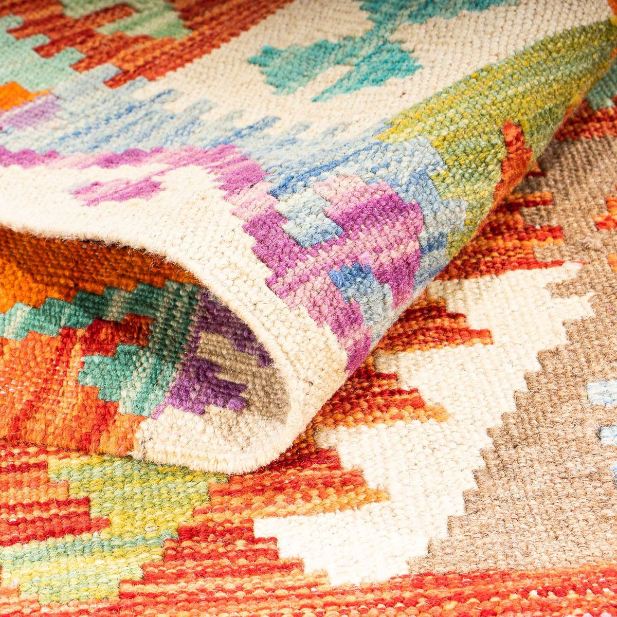 Løber Kelim Carpet - Splash - 300 x 82 cm - flerfarvet