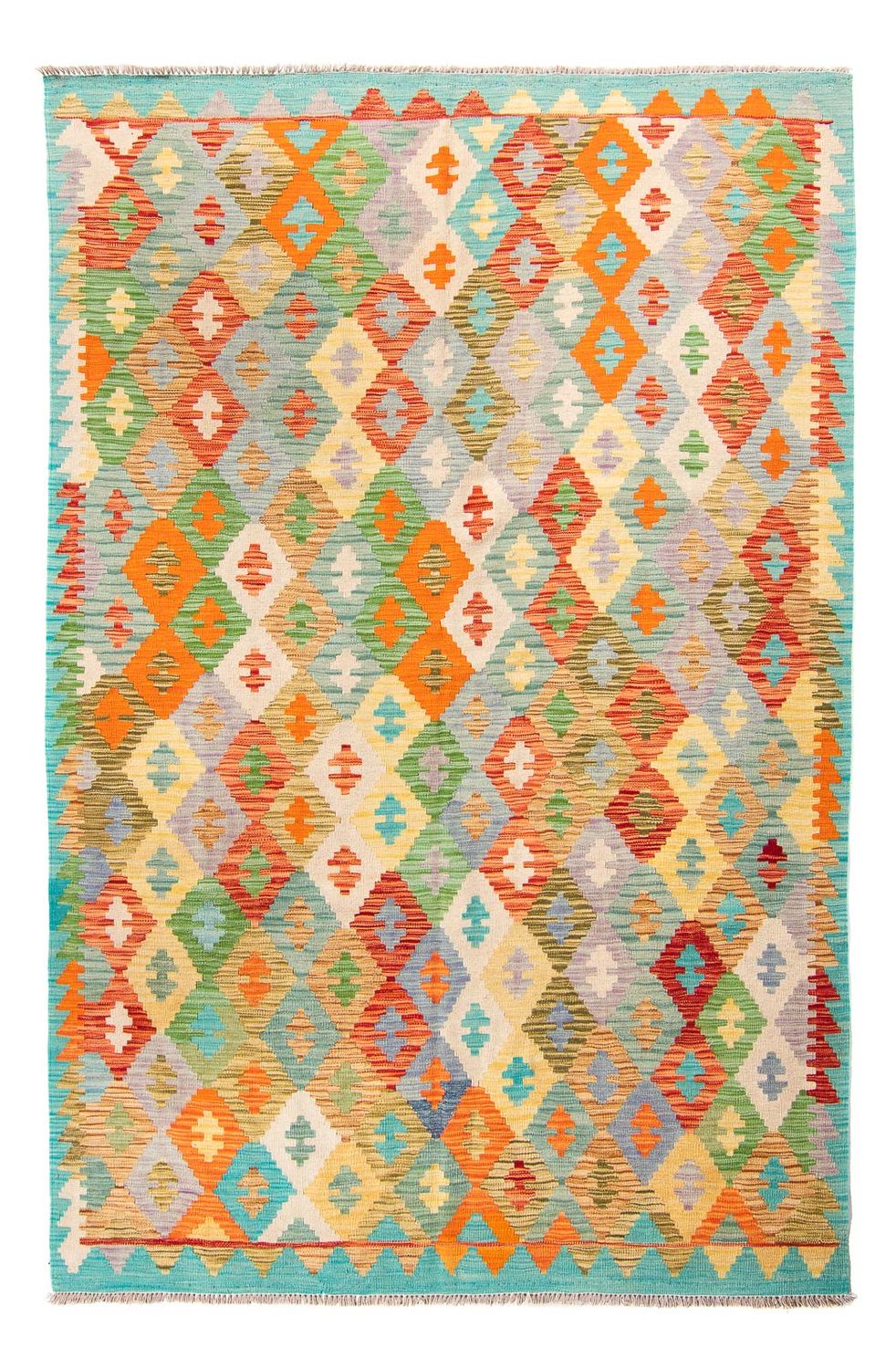 Kelim Carpet - Splash - 254 x 174 cm - turkis
