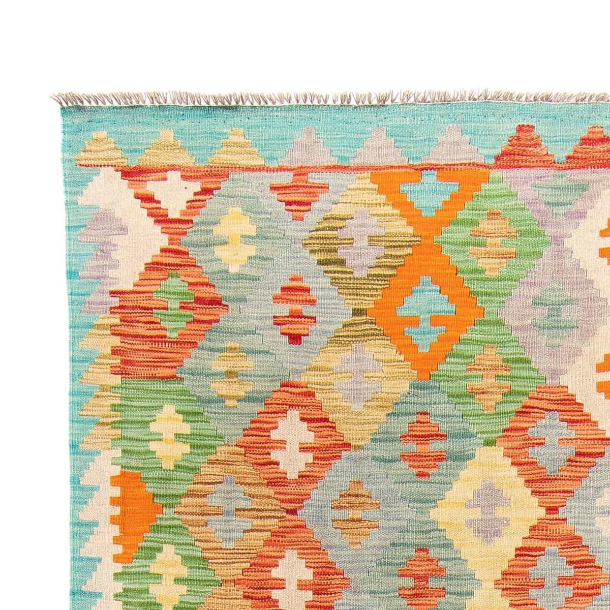 Kelim Carpet - Splash - 254 x 174 cm - turkis