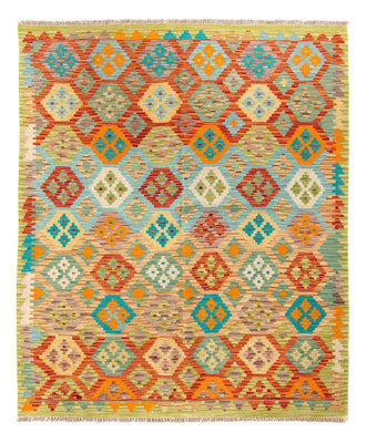 Kelim Carpet - Splash - 205 x 155 cm - grøn