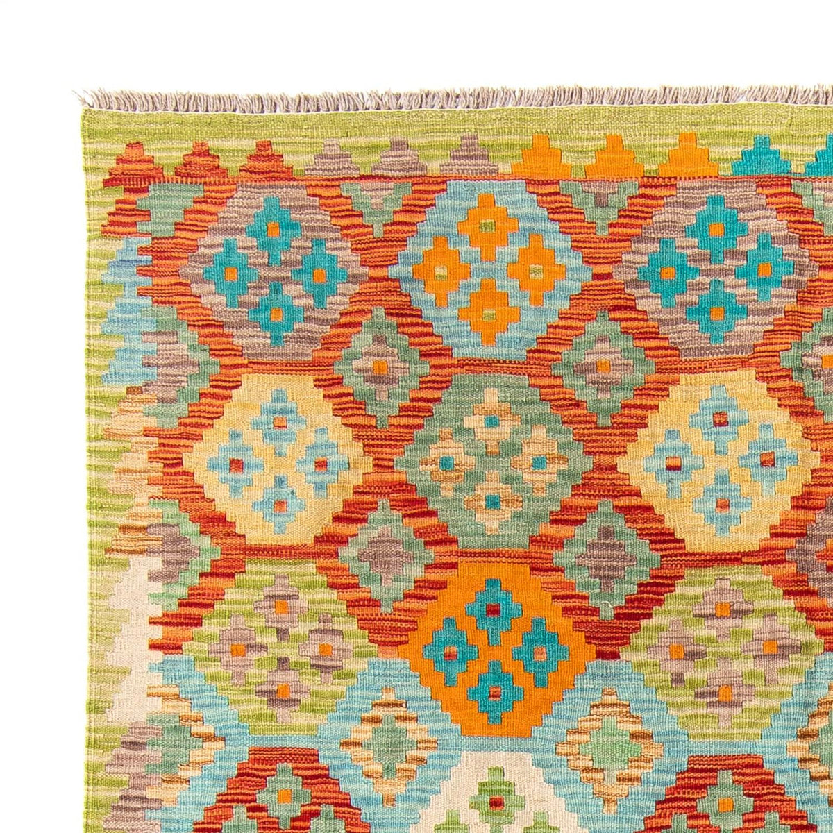 Kelim Carpet - Splash - 205 x 155 cm - grøn