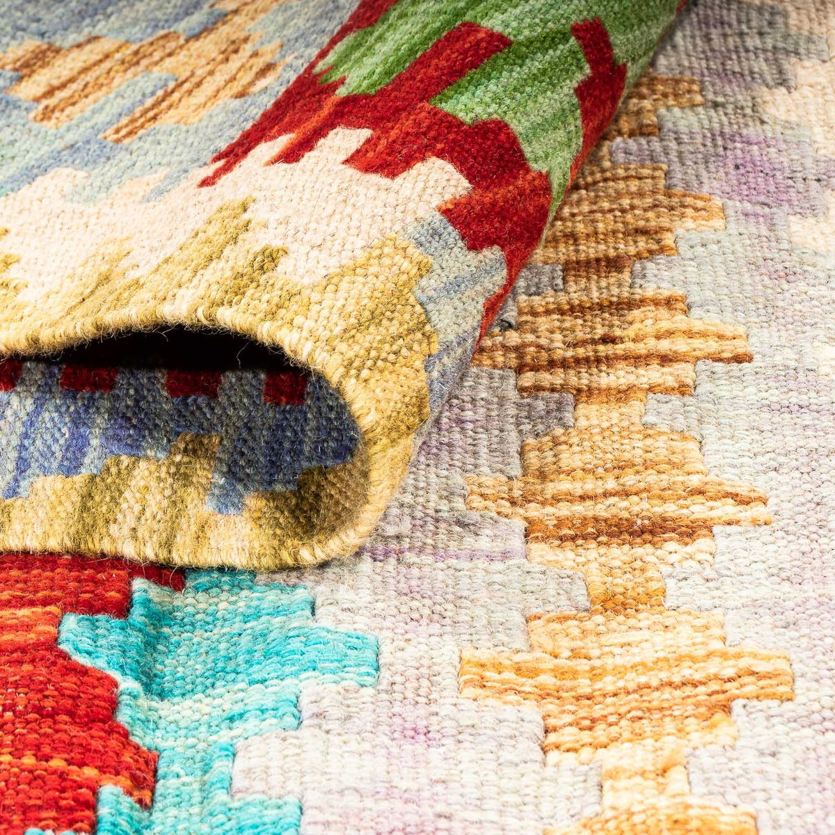 Kelim Carpet - Splash - 200 x 153 cm - flerfarvet