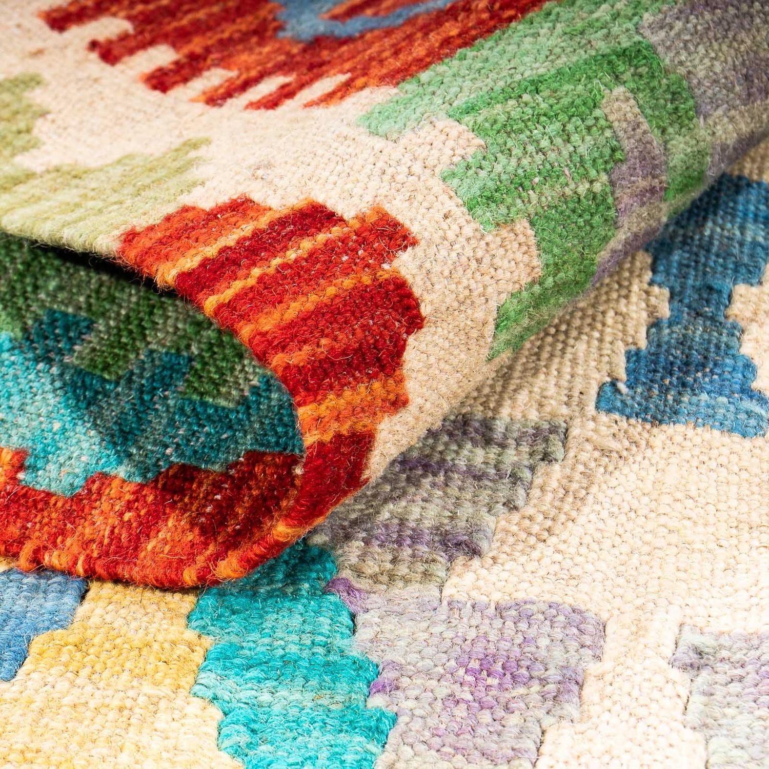 Kelim Carpet - Splash - 203 x 152 cm - flerfarvet