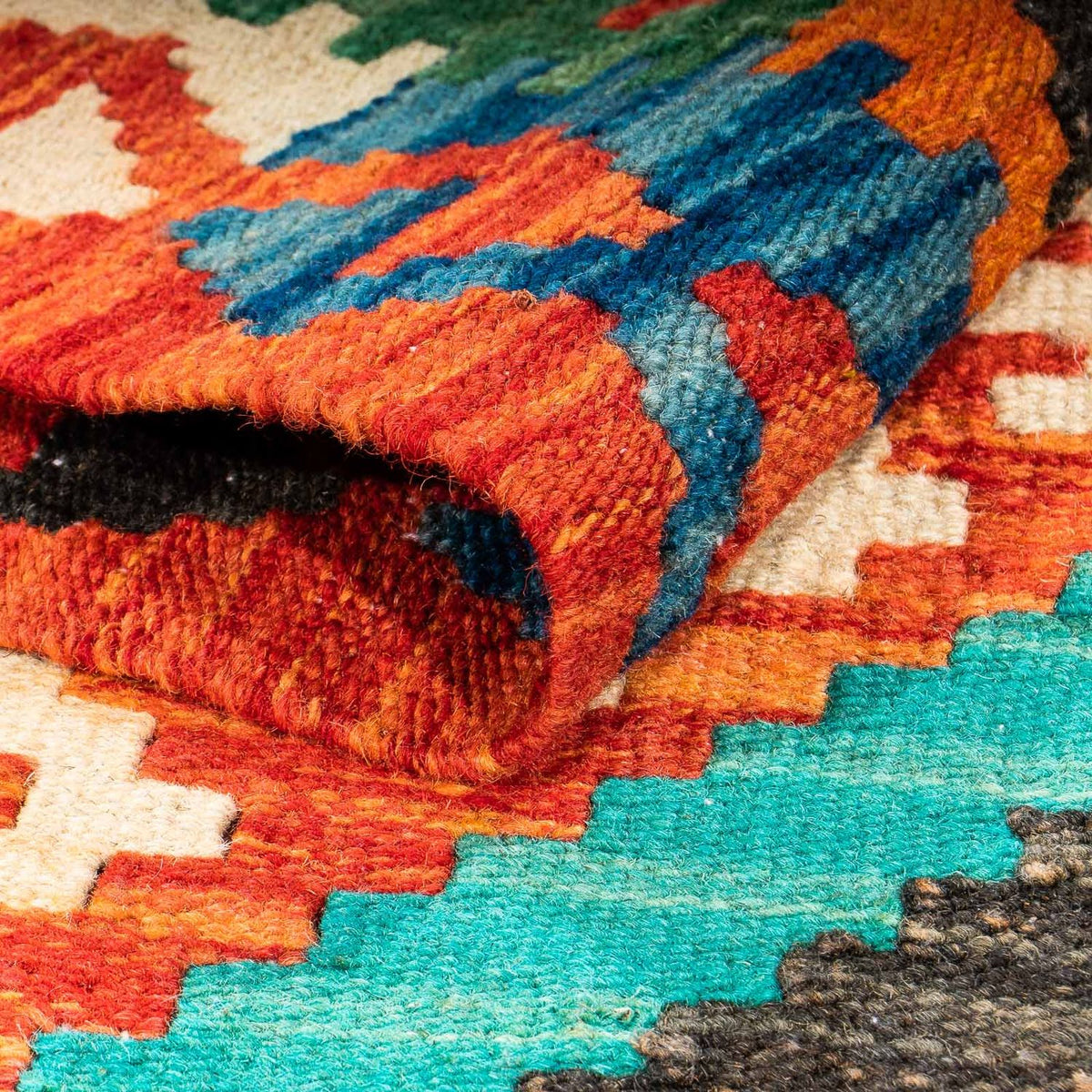 Kelim Carpet - Splash - 128 x 86 cm - rust