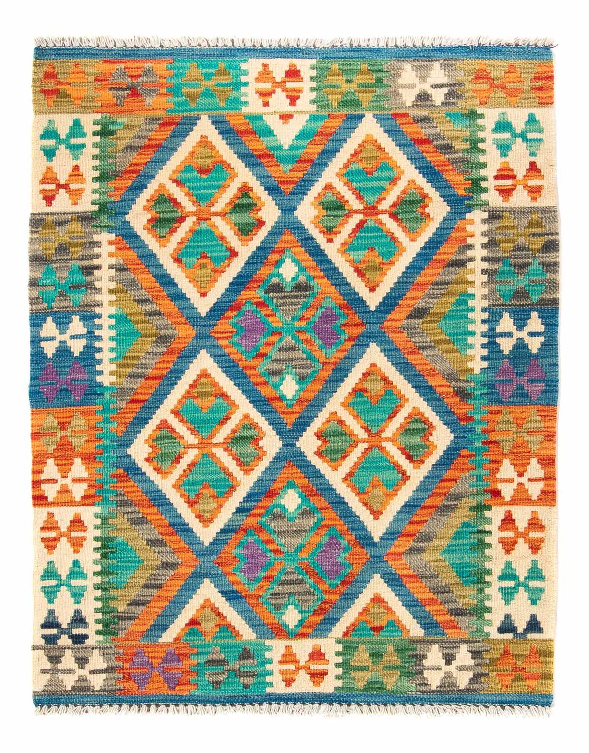 Kelim Carpet - Splash - 115 x 92 cm - blå