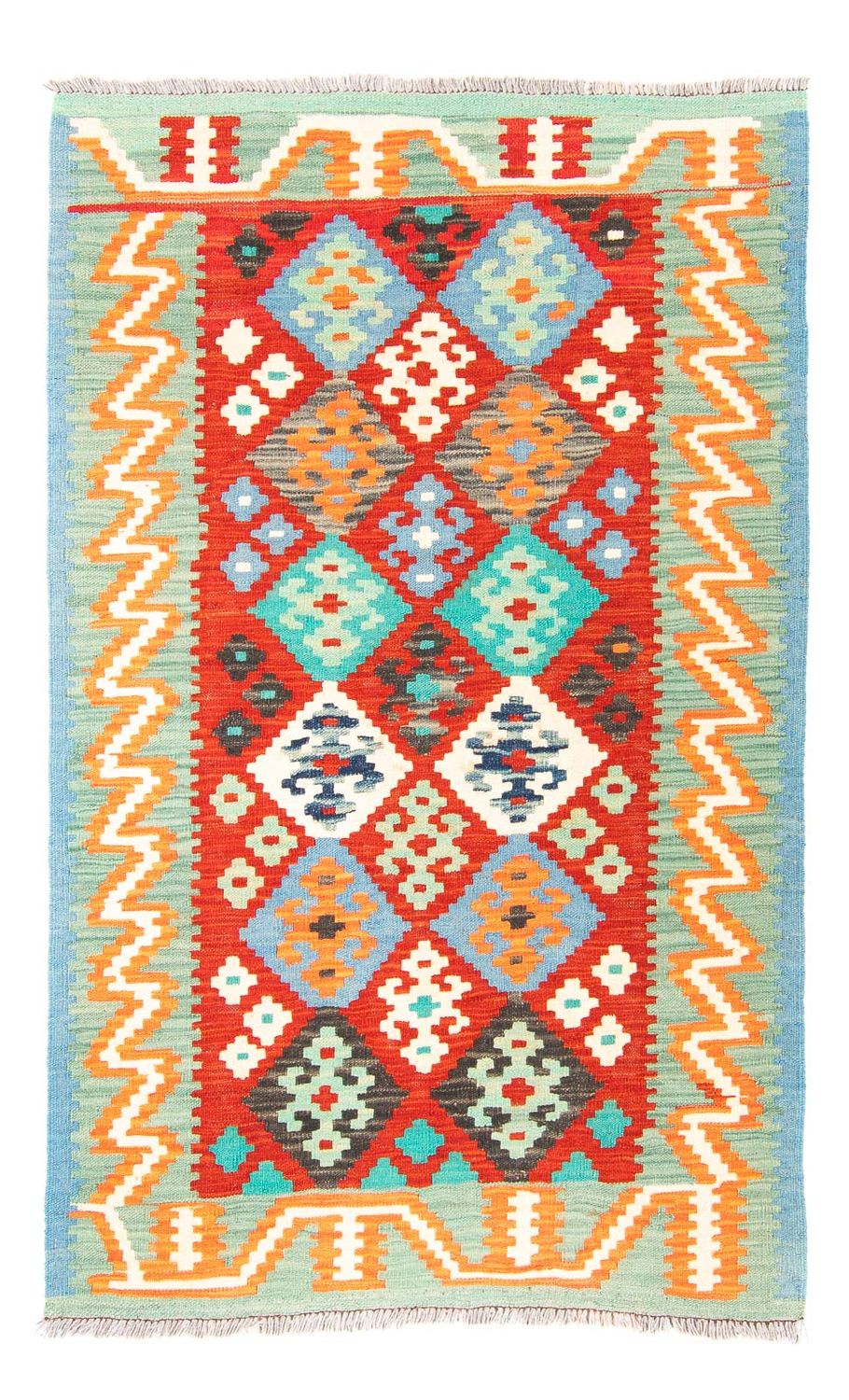 Kelim Carpet - Splash - 154 x 99 cm - mørkerød